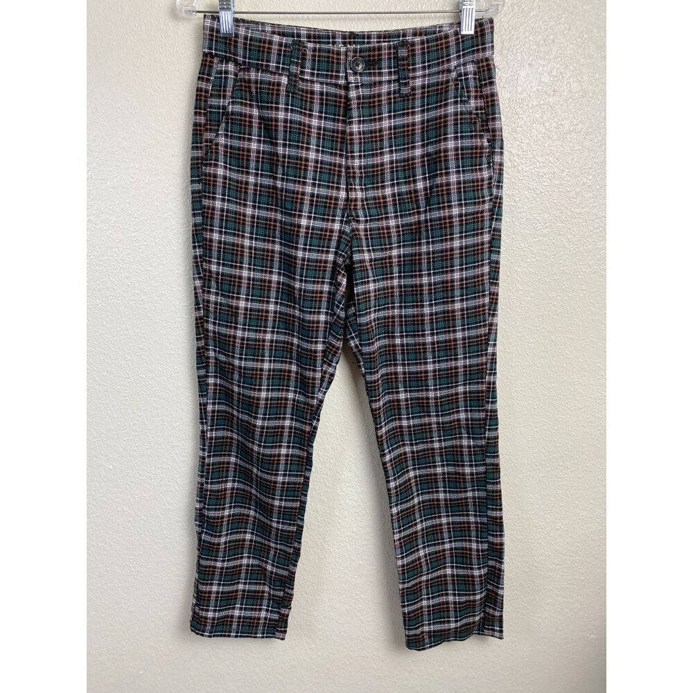 American Eagle Super Hi Rise Skinny Straight Plaid Trouser Pants Size 6 Academia